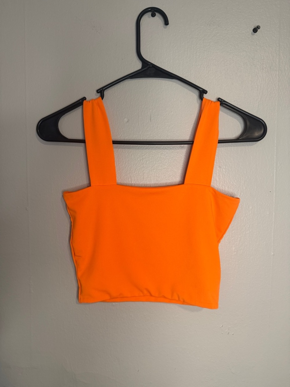 Neon Orange Square Neck Crop Tank Top